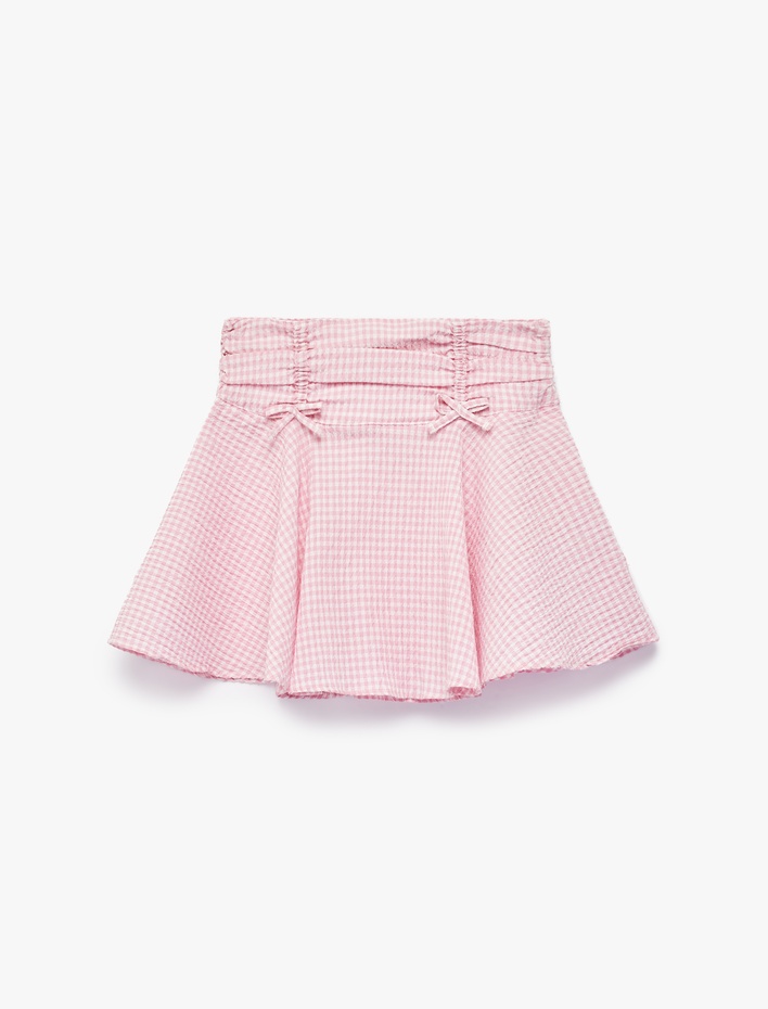 Kız Çocuk Fiyonk Detaylı Pileli A Kesim Pötikare Etek