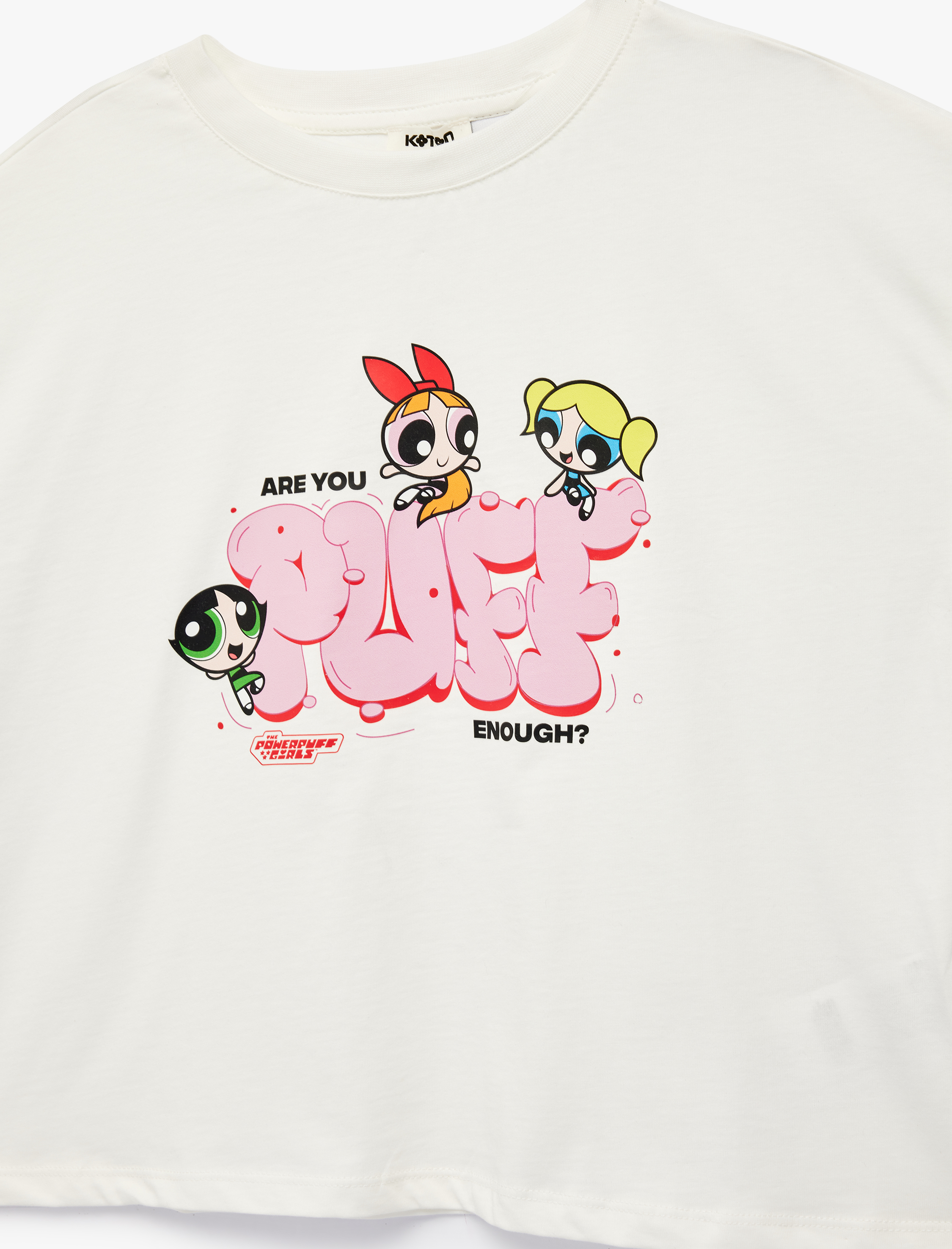  Kız Çocuk Lisanslı Powerpuff Girls Baskılı Kısa Kollu Bisiklet Yaka Pamuklu Tişört