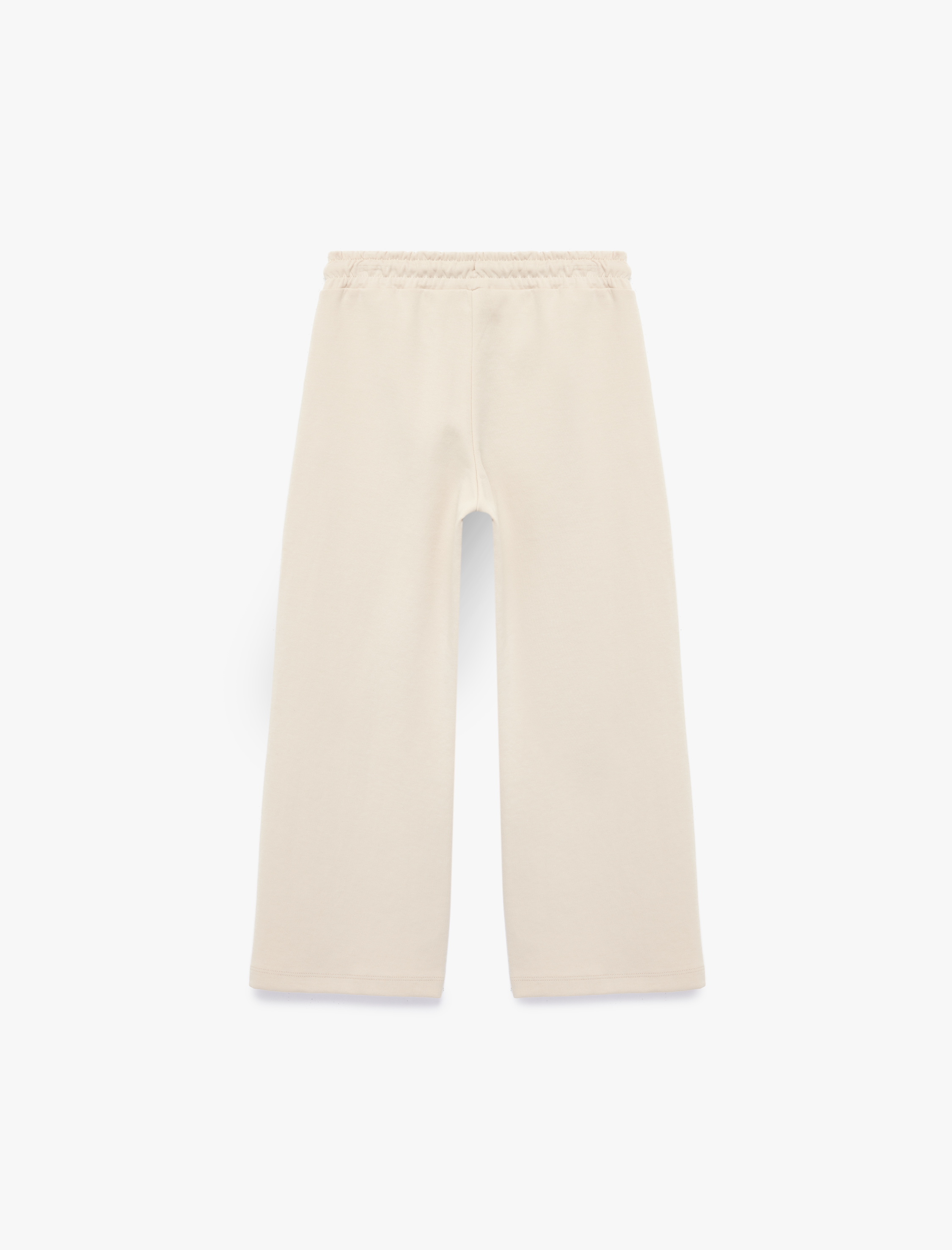  Kız Çocuk Pamuklu Cep Detaylı Beli Bağlamalı Geniş Paça Pantolon