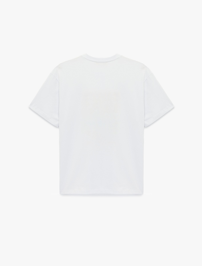  Pamuklu Kısa Kollu Bisiklet Yaka Amalfi Baskılı Tişört