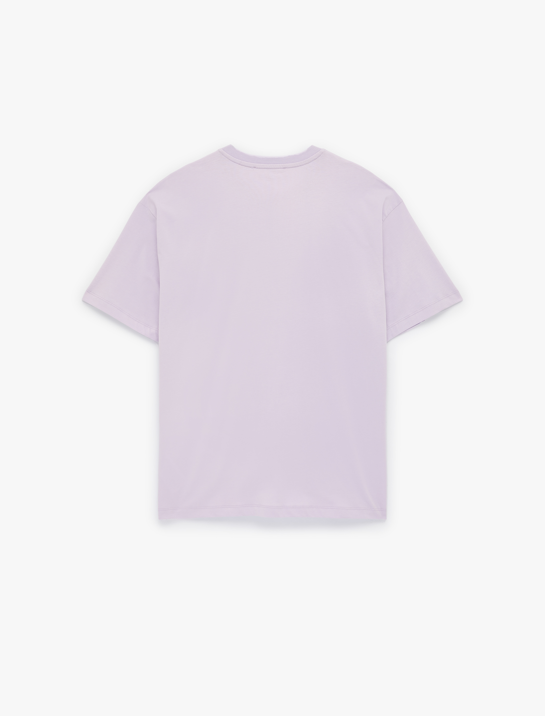   Pamuklu Kısa Kollu Bisiklet Yaka Baskılı Tişört