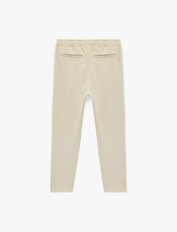  Regular Fit Cepli Beli Bağcıklı Kumaş Pantolon