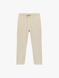 Regular Fit Cepli Beli Bağcıklı Kumaş Pantolon