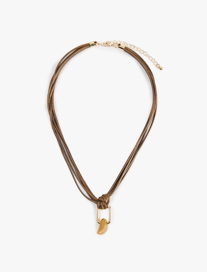Kadın Boncuk Detaylı İpli Kolye