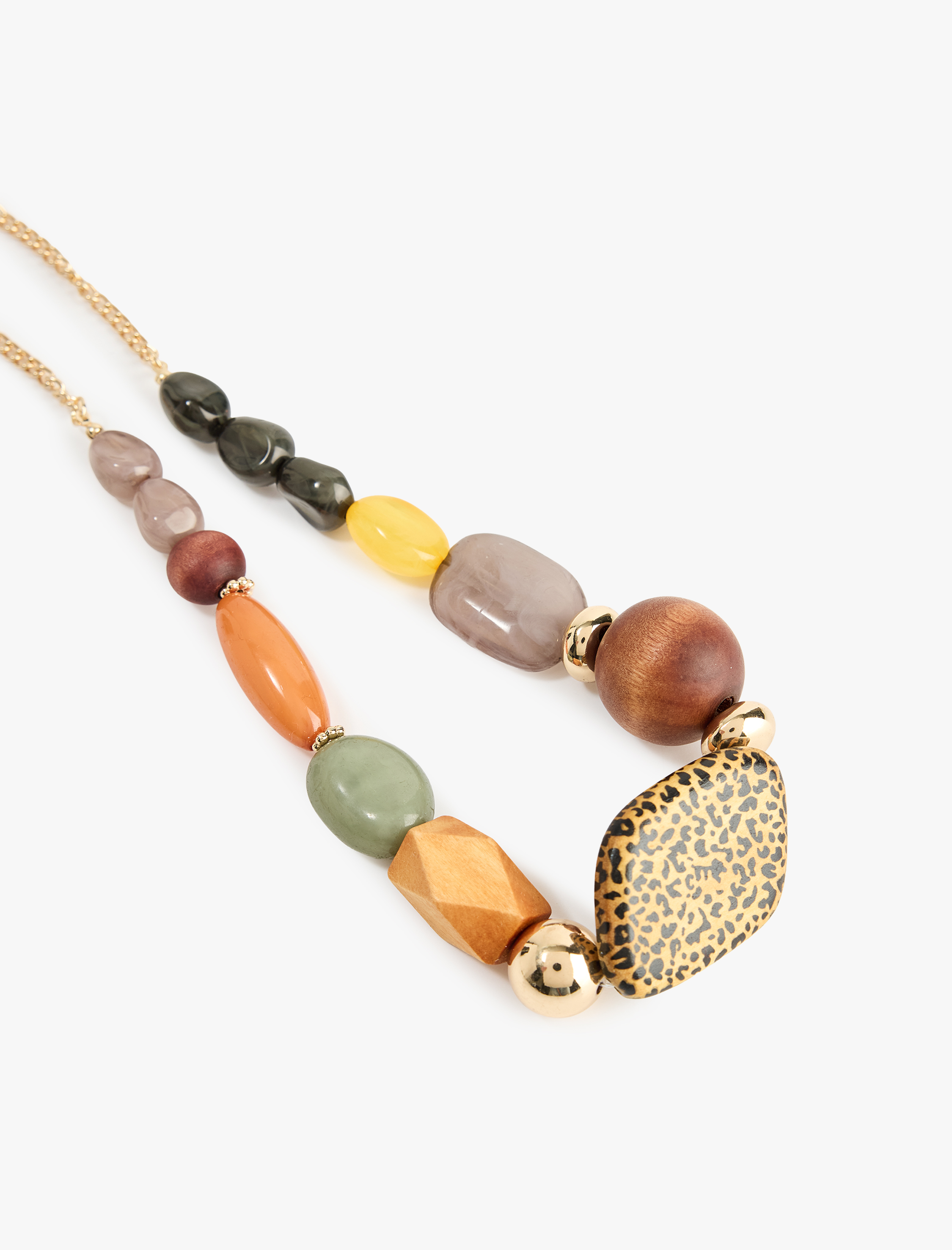  Kadın Çok Renkli Ahşap Boncuklu Kolye