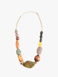 Çok Renkli Ahşap Boncuklu Kolye