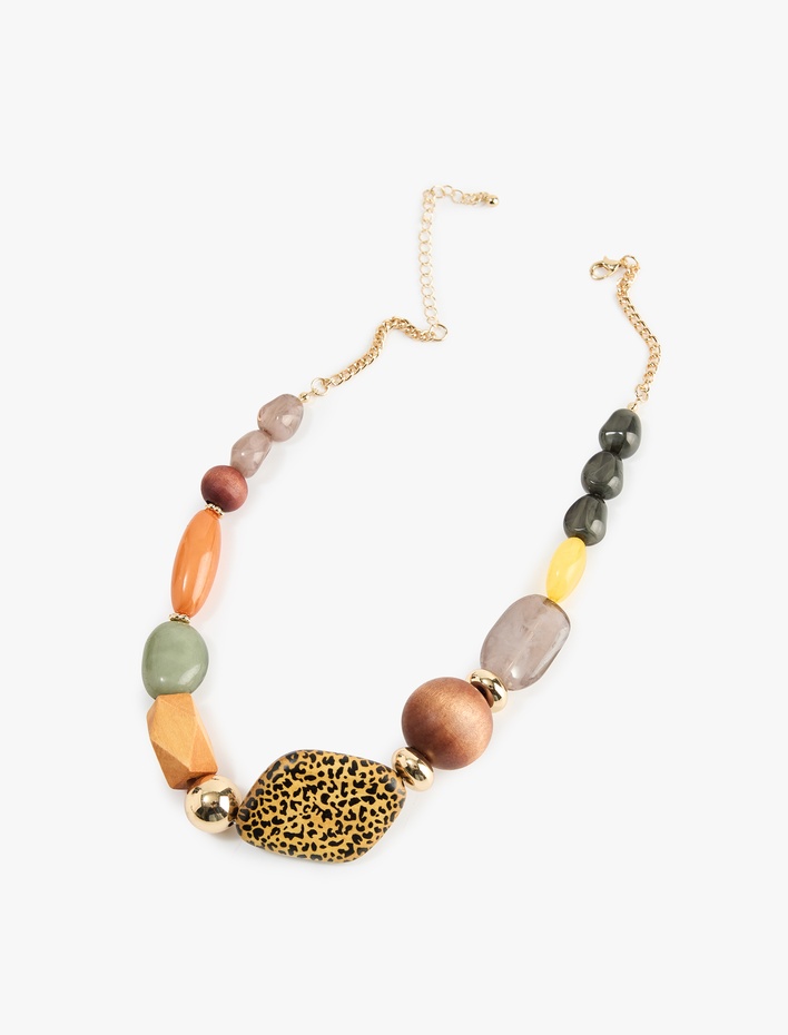 Kadın Çok Renkli Ahşap Boncuklu Kolye