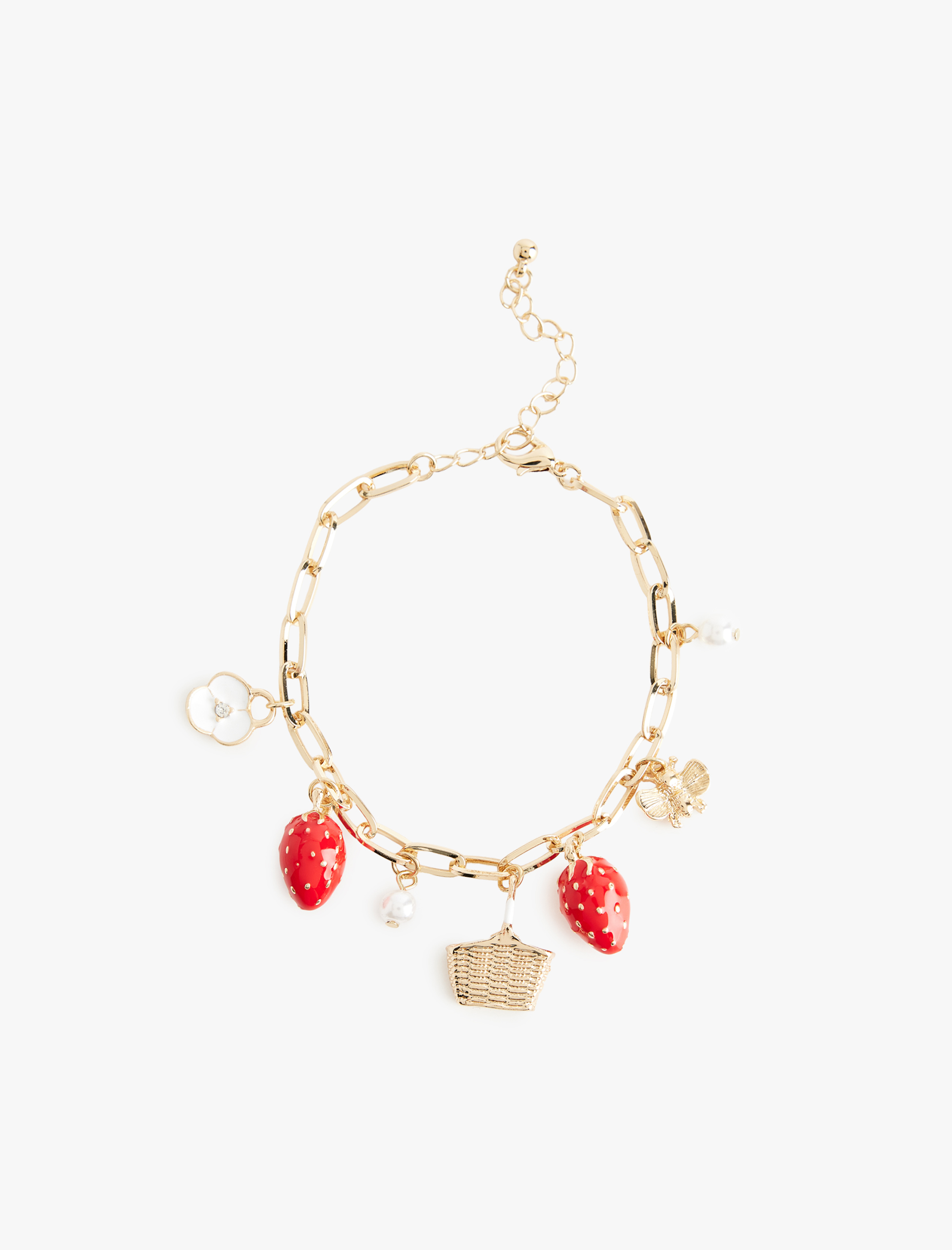  Kadın Çilek Detaylı Sallantılı Zincir Bileklik