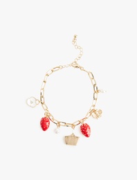 Çilek Detaylı Sallantılı Zincir Bileklik