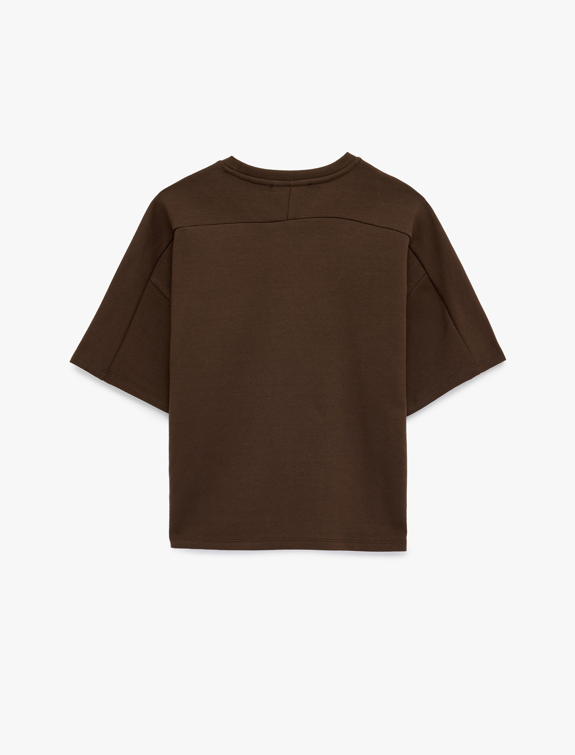   Kısa Kollu Bisiklet Yaka Nakışlı Oversize Tişört