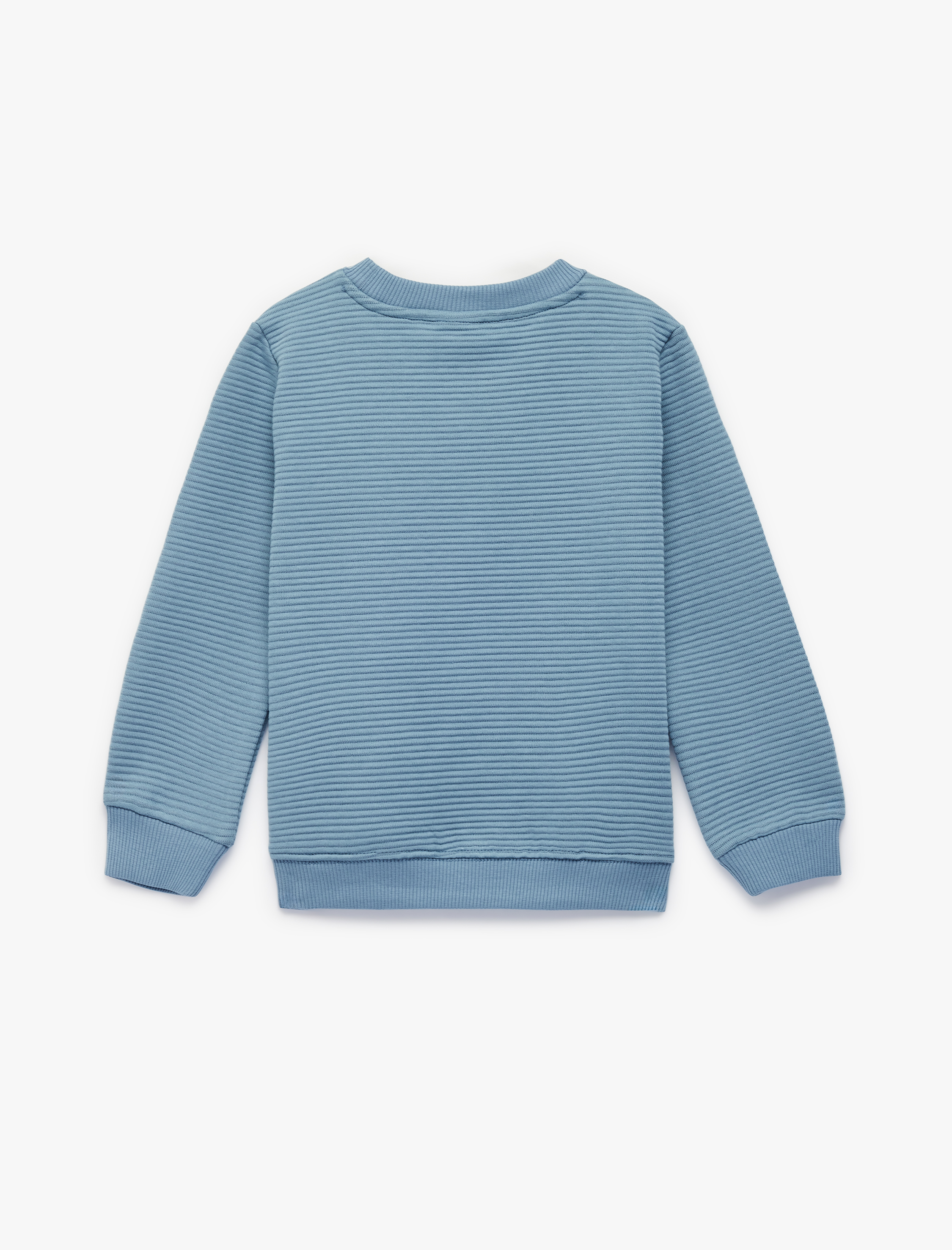  Erkek Bebek Bisiklet Yaka Dokulu Uzun Kollu Sweatshirt