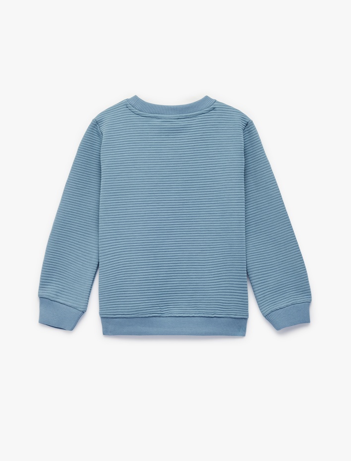 Erkek Bebek Bisiklet Yaka Dokulu Uzun Kollu Sweatshirt