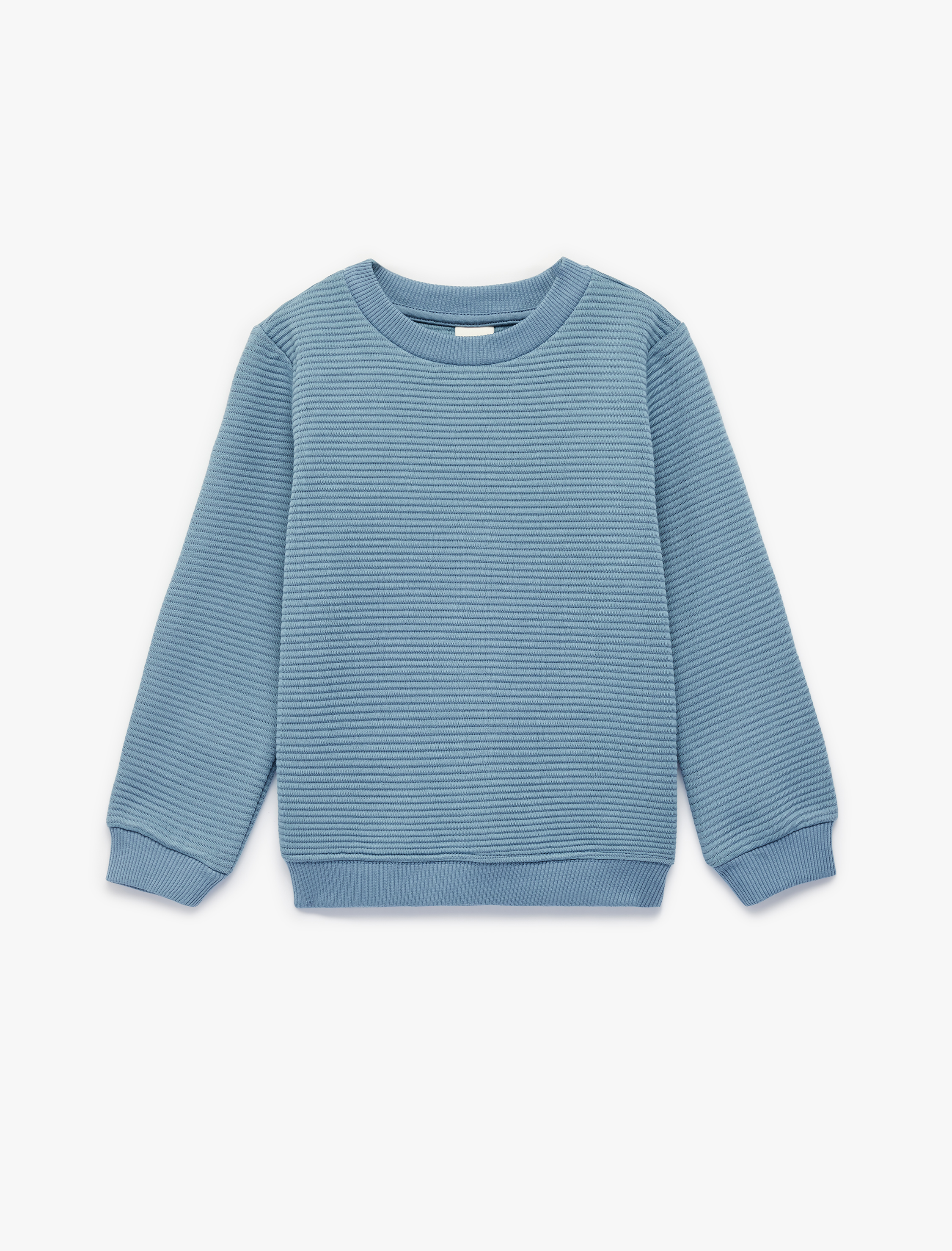  Erkek Bebek Bisiklet Yaka Dokulu Uzun Kollu Sweatshirt