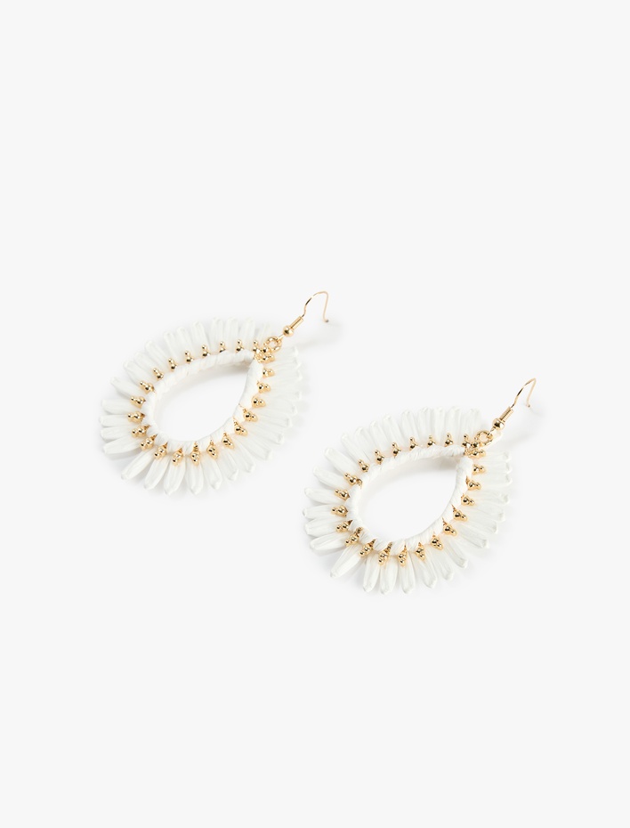 Kadın Çelik Karışımlı Sallantılı Büyük Boy Hasır Küpe