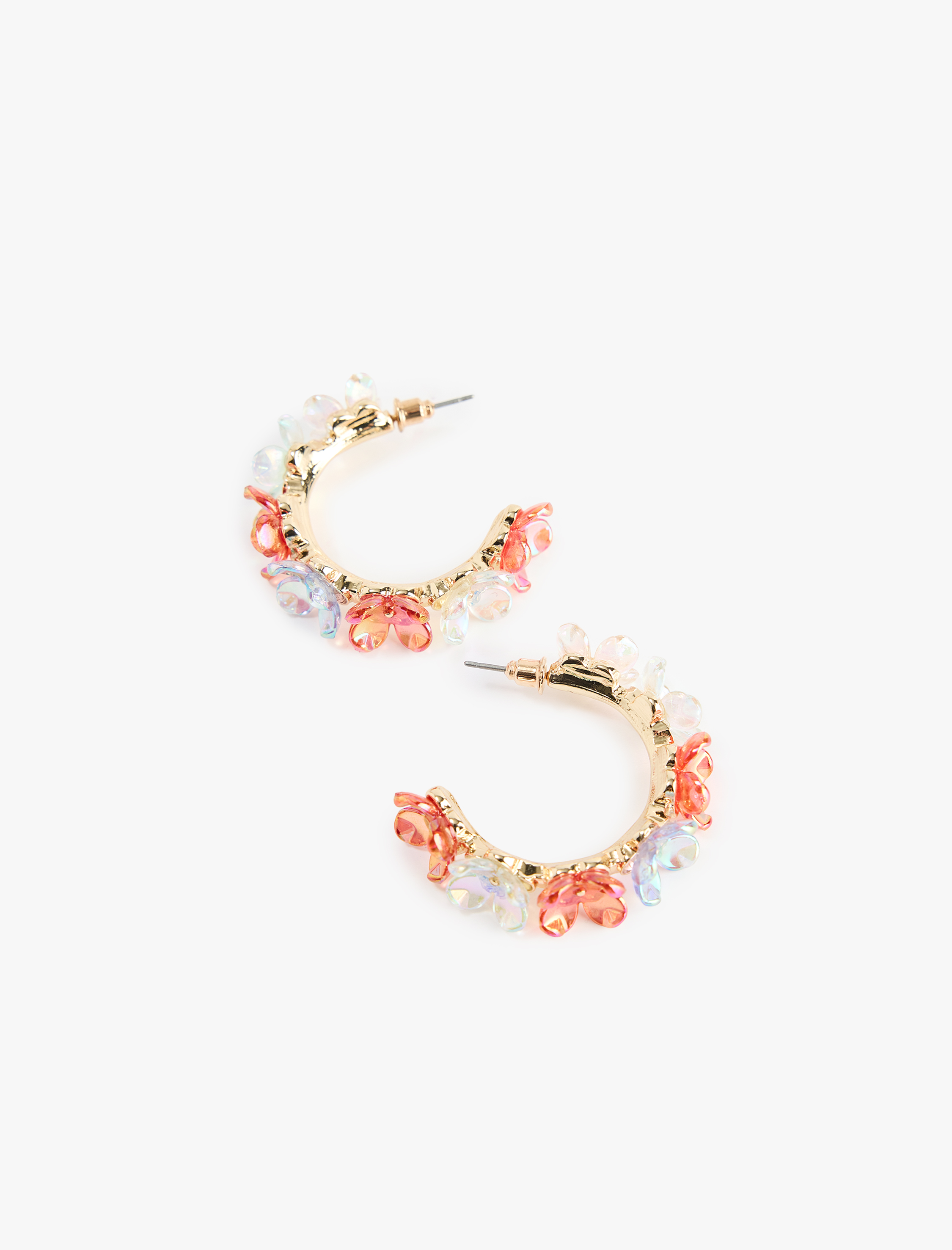  Kadın Çok Renkli Çiçekli Halka Küpe