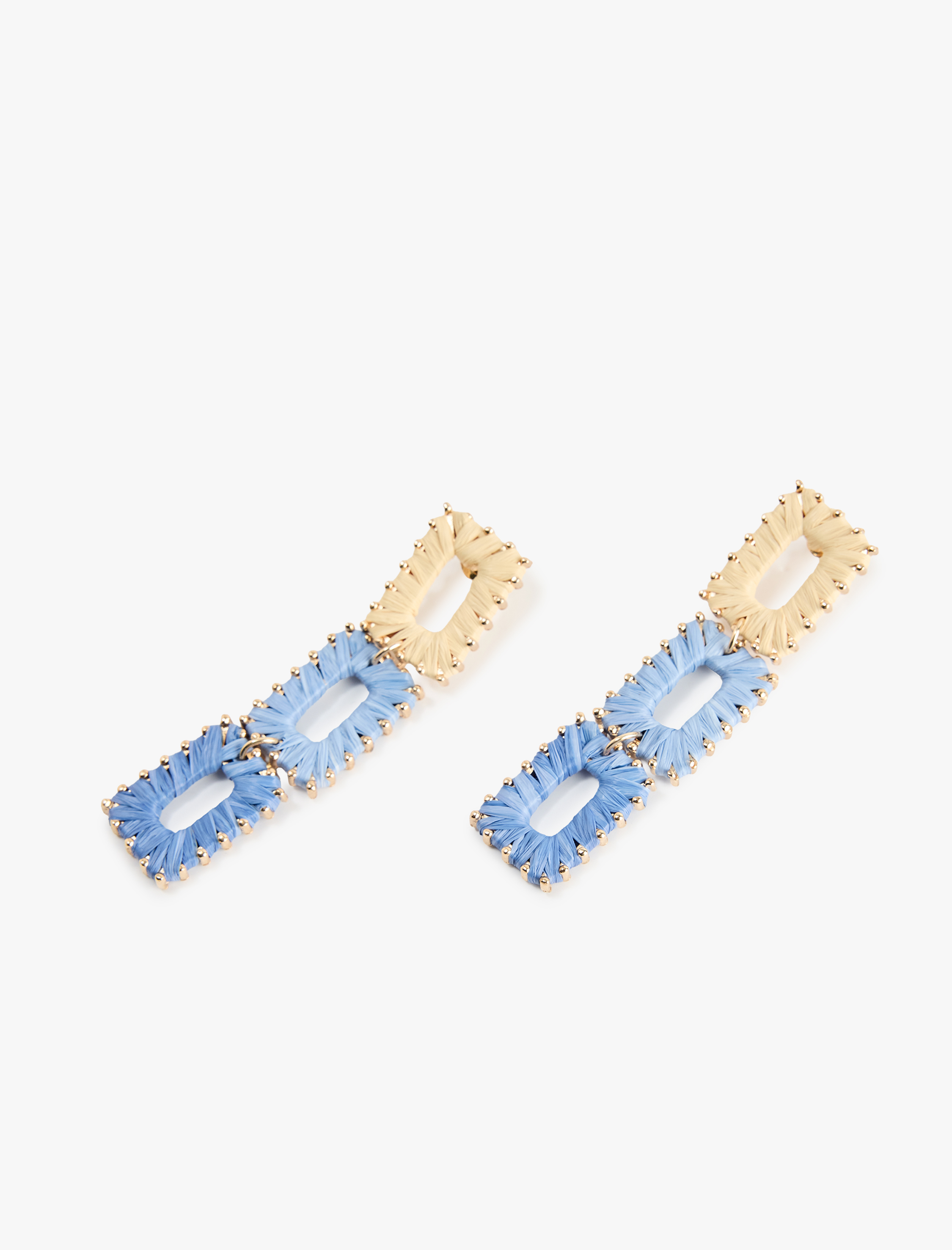  Kadın Çok Renkli Çelik Karışımlı Sallantılı Dikdörtgen Hasır Küpe