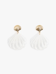 Büyük Boy Çelik Karışımlı Sallantılı Deniz Kabuğu Küpe