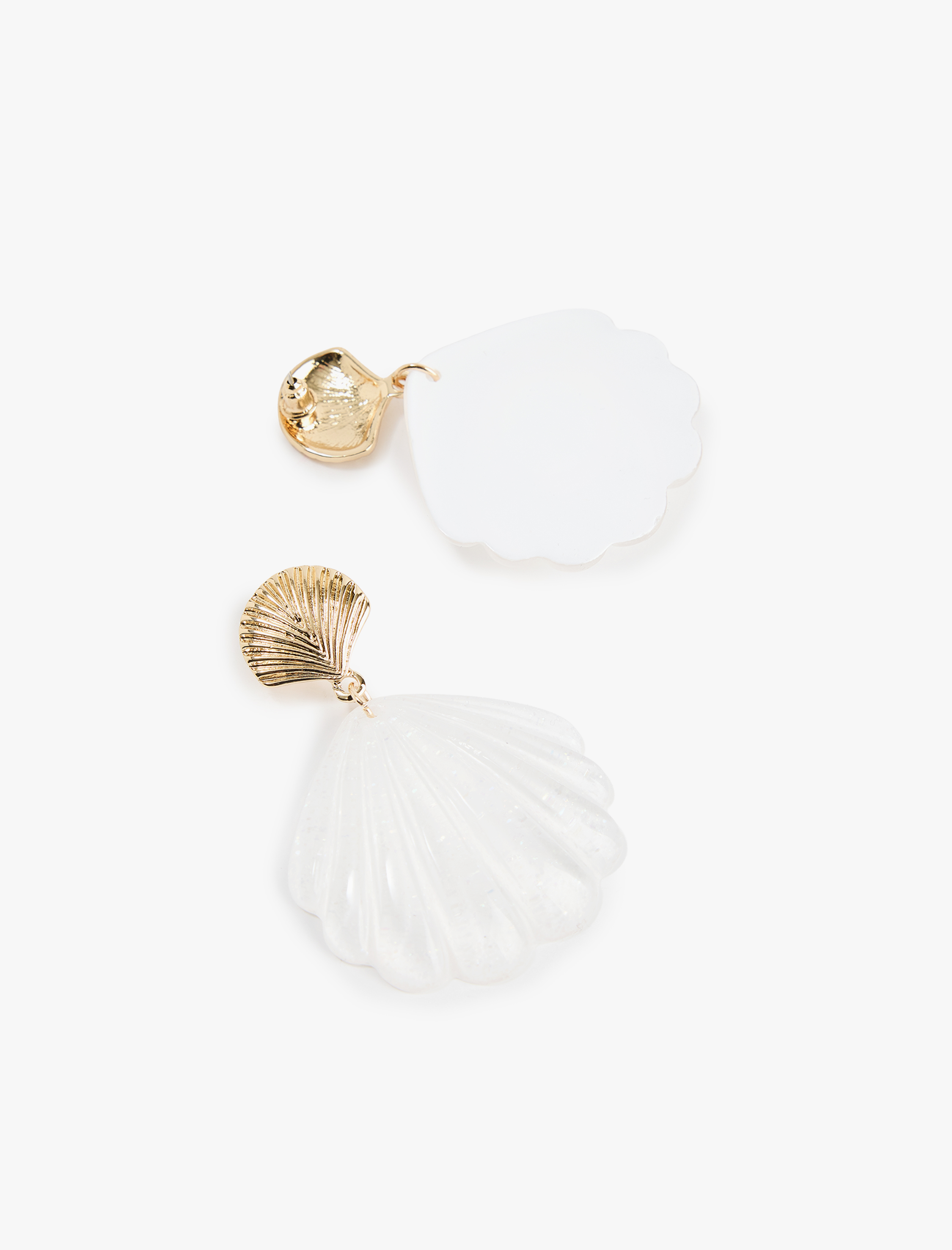  Kadın Büyük Boy Çelik Karışımlı Sallantılı Deniz Kabuğu Küpe