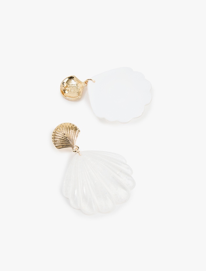 Kadın Büyük Boy Çelik Karışımlı Sallantılı Deniz Kabuğu Küpe