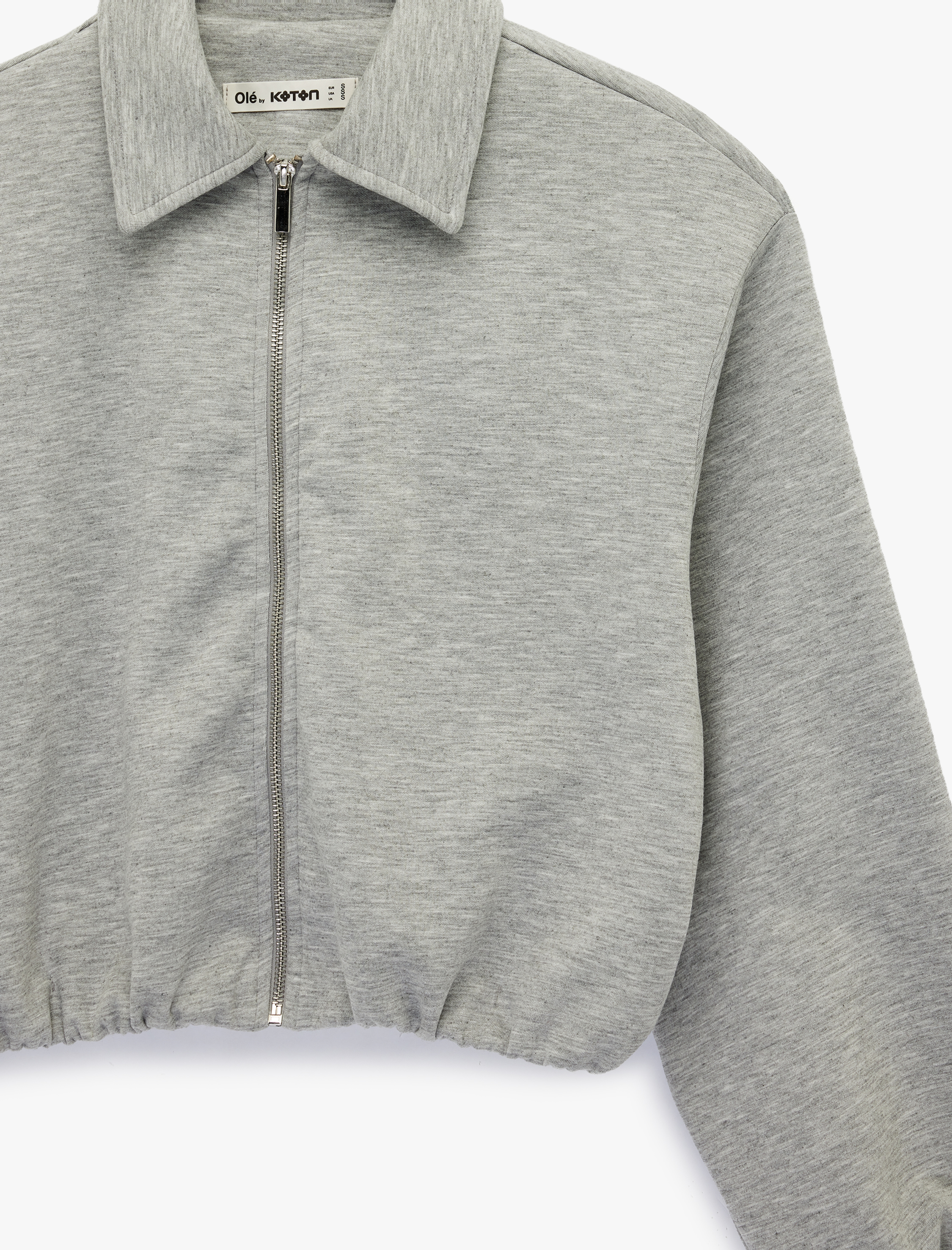   Klasik Yaka Rahat Kalıp Uzun Kollu Fermuarlı Sweatshirt