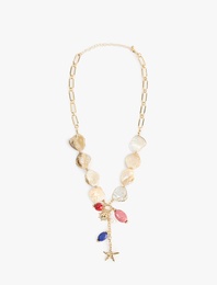 Çok Renkli Boncuklu Yıldız Charmlı Kolye