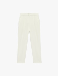 Çıtçıt Düğme Detaylı Cepli Rahat Kalıp Yüksek Bel Havuç Pantolon