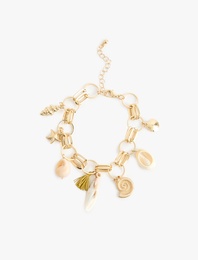 Deniz Kabuğu Detaylı Sallantılı Zincir Bileklik