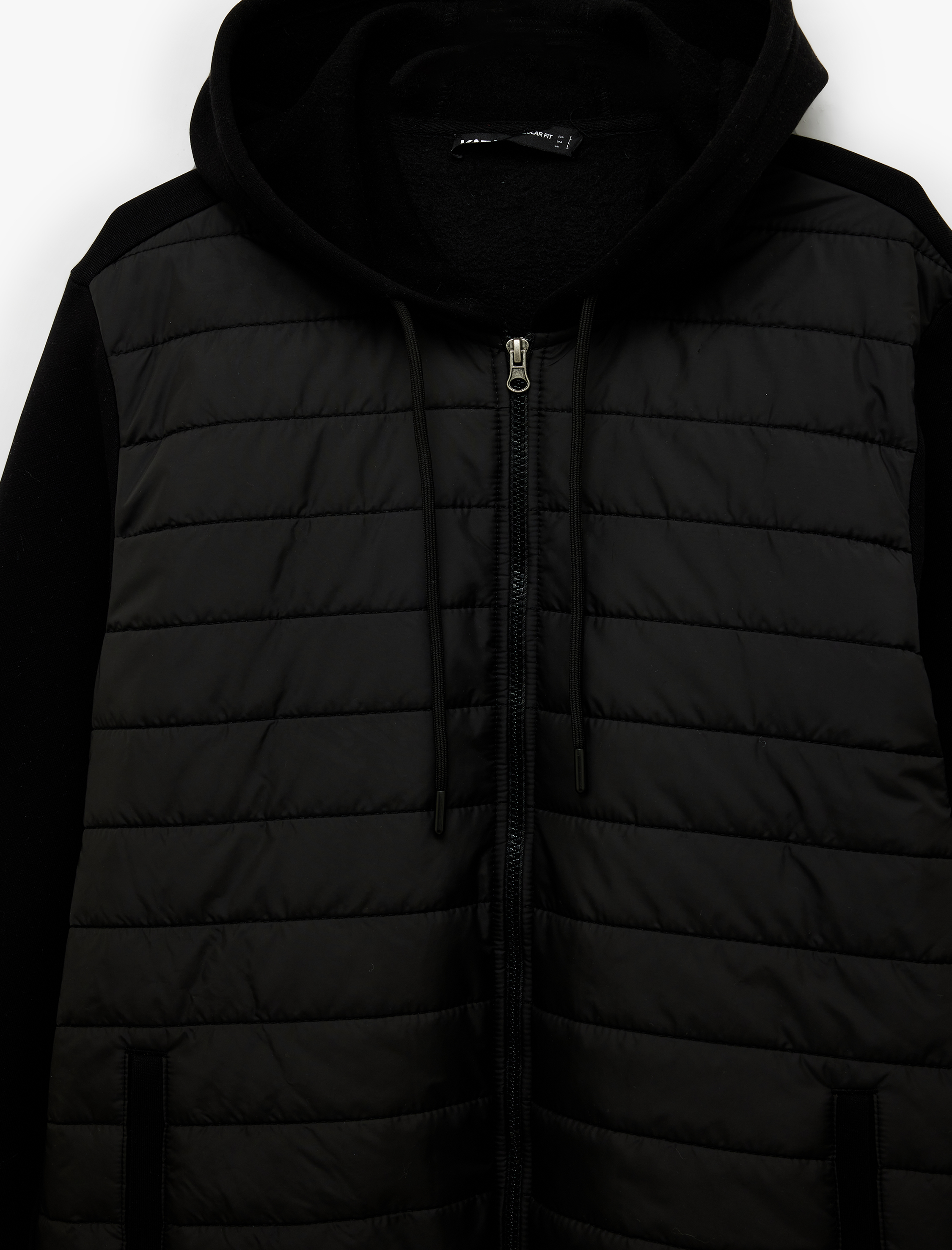   Uzun Kollu Regular Fit Cepli Fermuarlı Kumaş Detaylı Kapşonlu Ceket