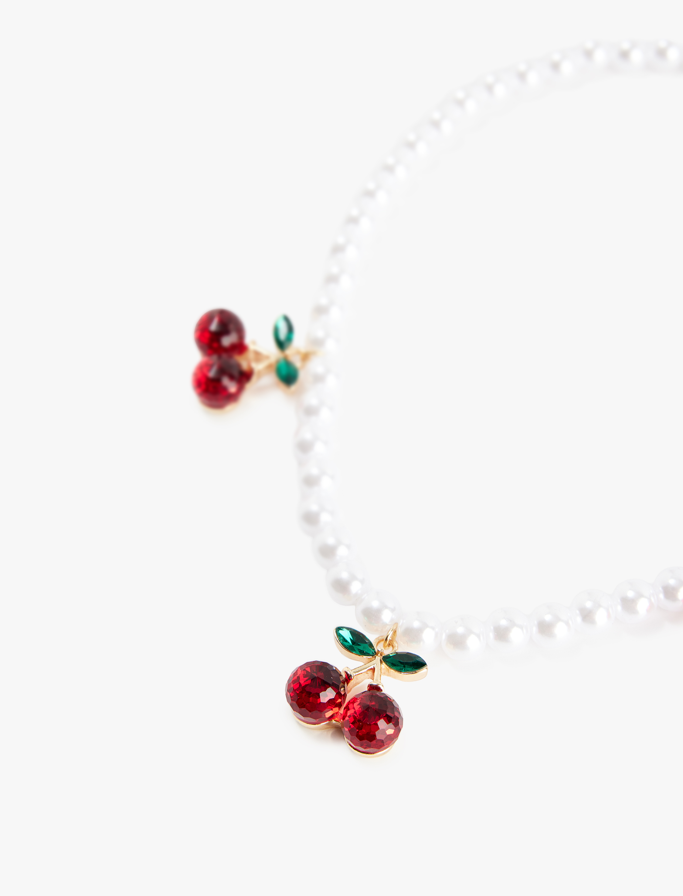 Kadın Çok Renkli Kiraz Charmlı İnci Kolye