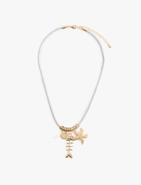 Çelik Karışımlı Deniz Kabuğu Charmlı Kolye