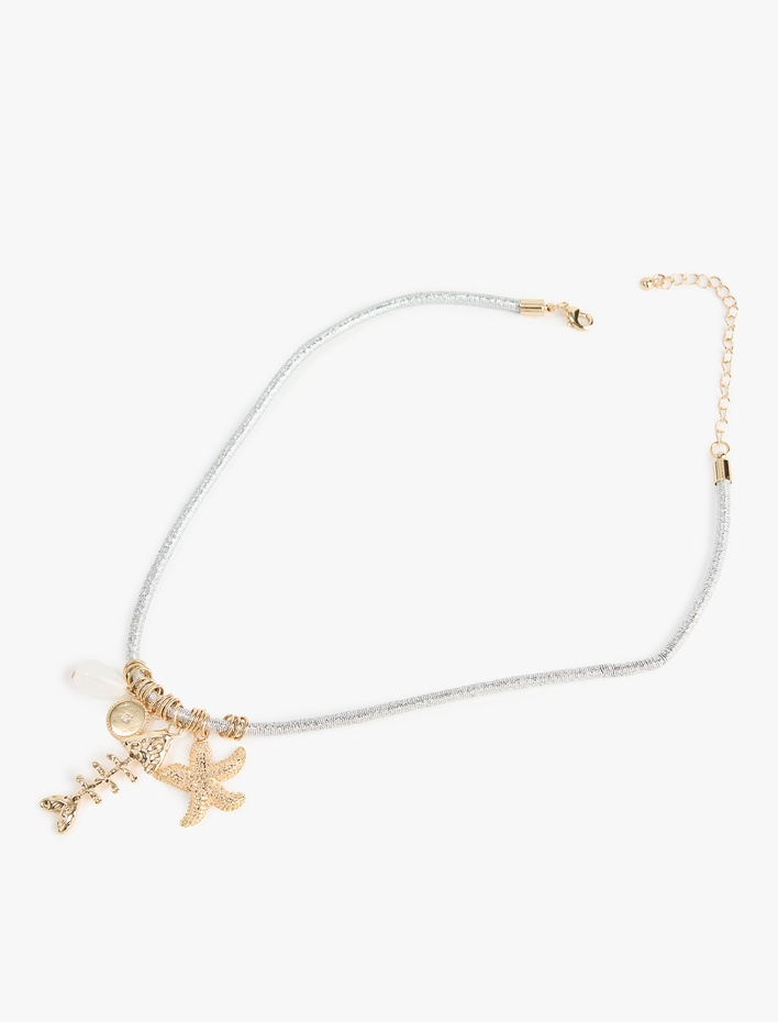 Kadın Çelik Karışımlı Deniz Kabuğu Charmlı Kolye