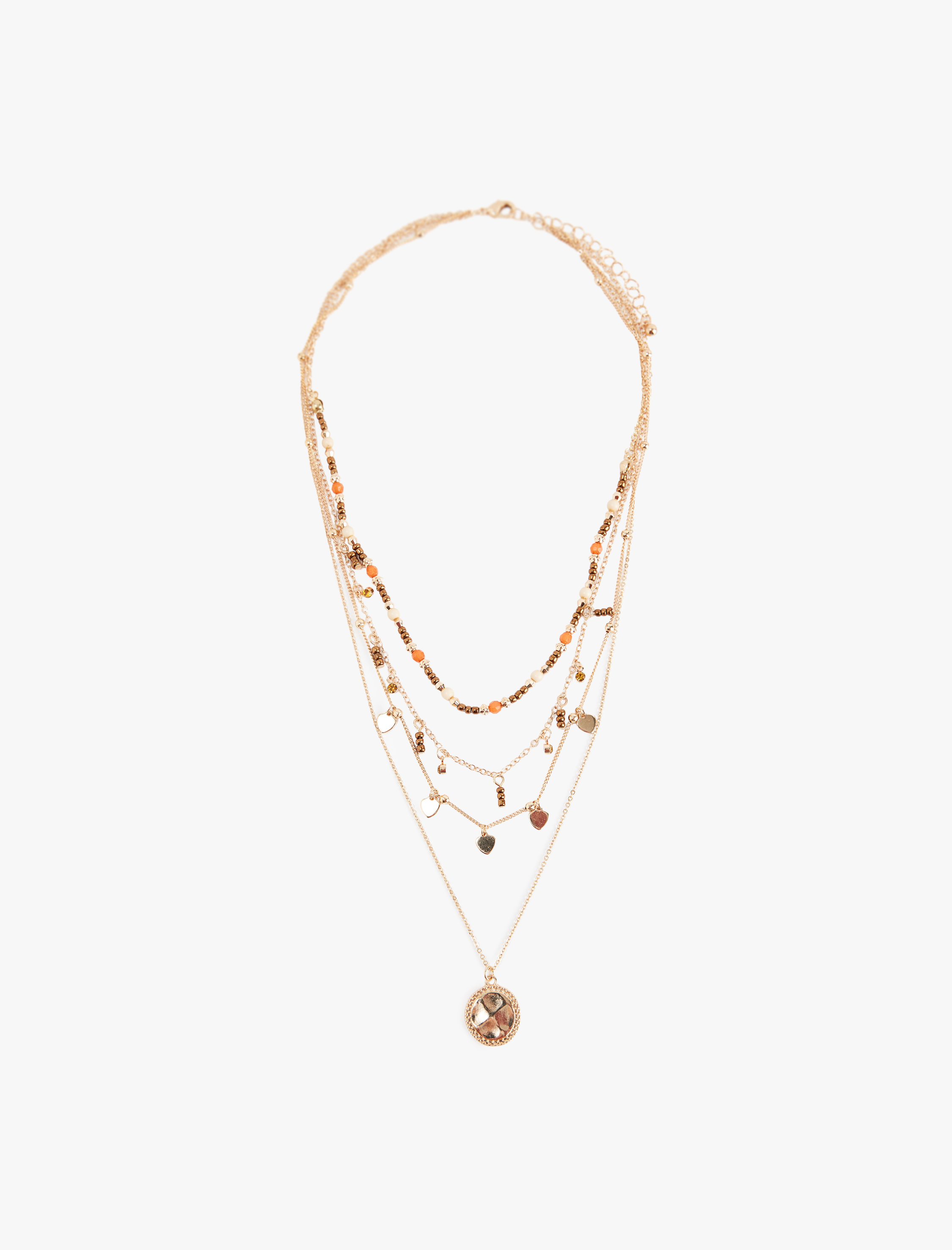  Kadın Boncuklu Çelik Çoklu Kolye