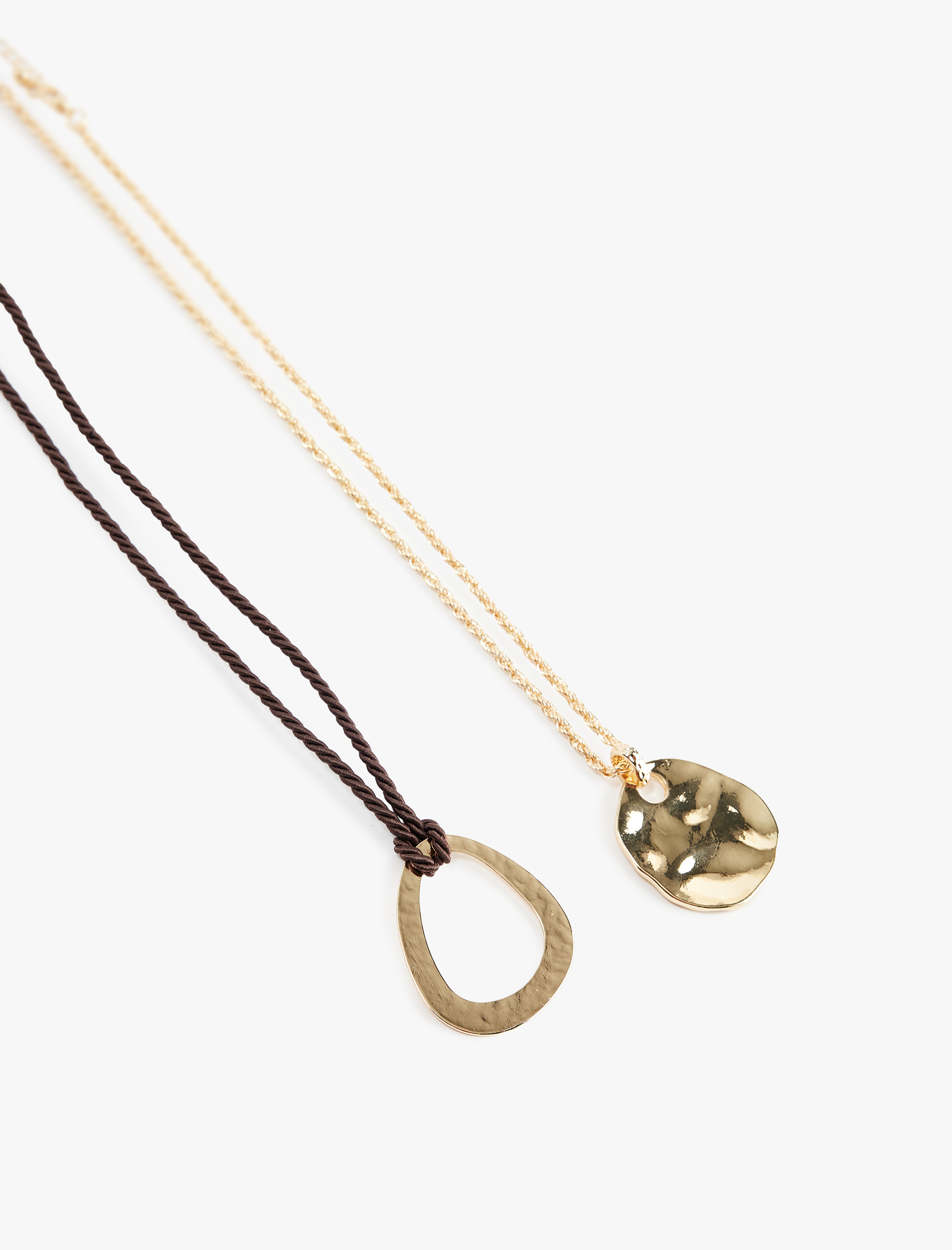  Kadın Çelik Karışımlı Dokulu Geometrik 2'li Kolye Seti