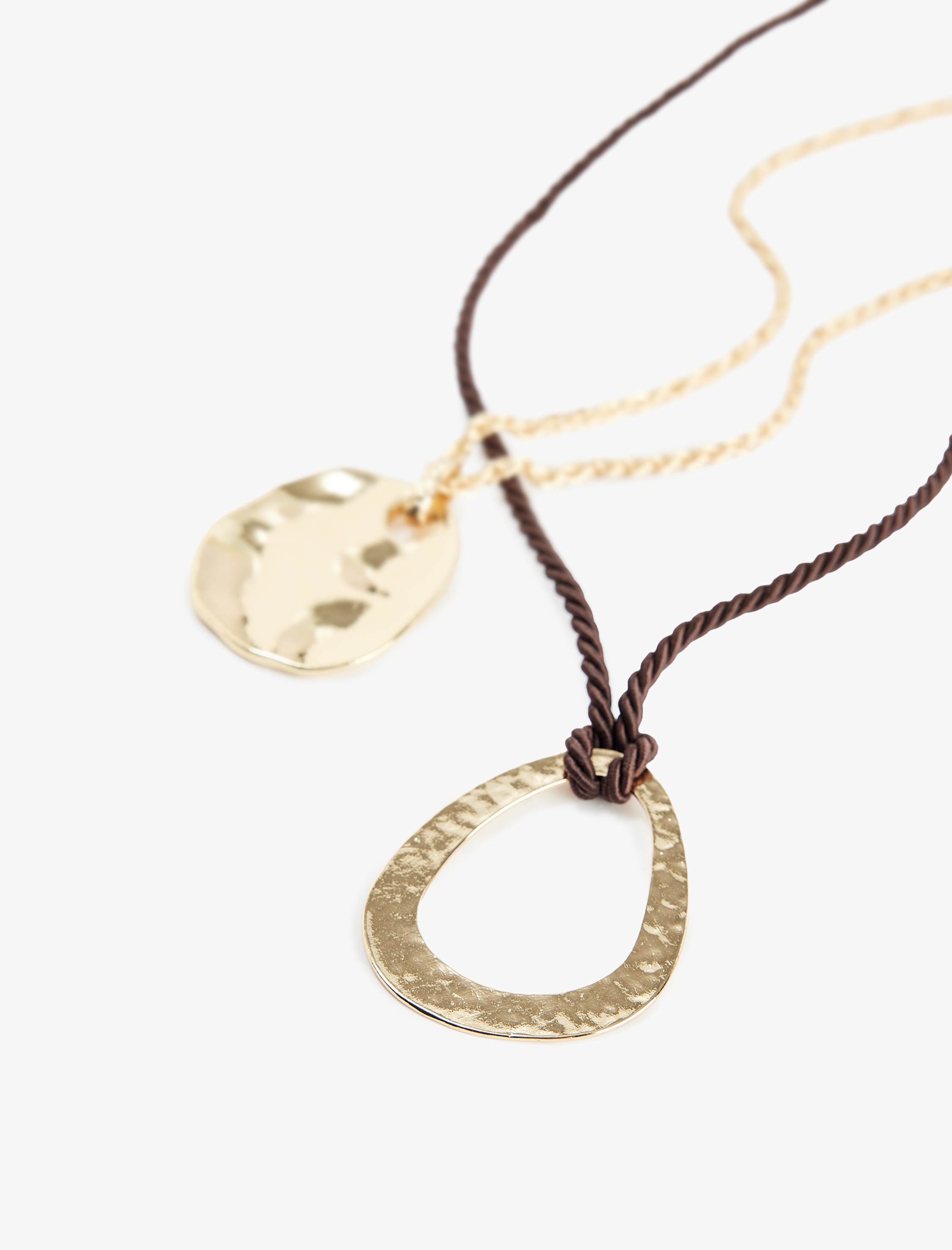  Kadın Çelik Karışımlı Dokulu Geometrik 2'li Kolye Seti