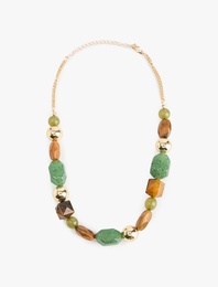 Çelik Karışımlı Çok Renkli Boncuklu Kolye