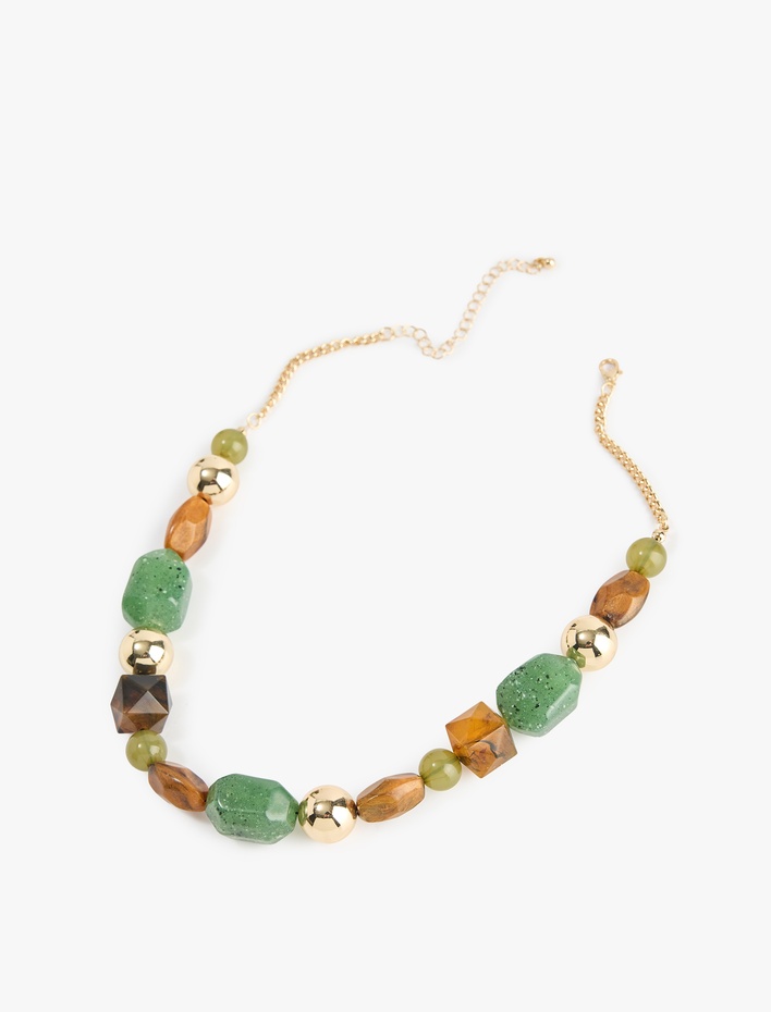 Kadın Çelik Karışımlı Çok Renkli Boncuklu Kolye