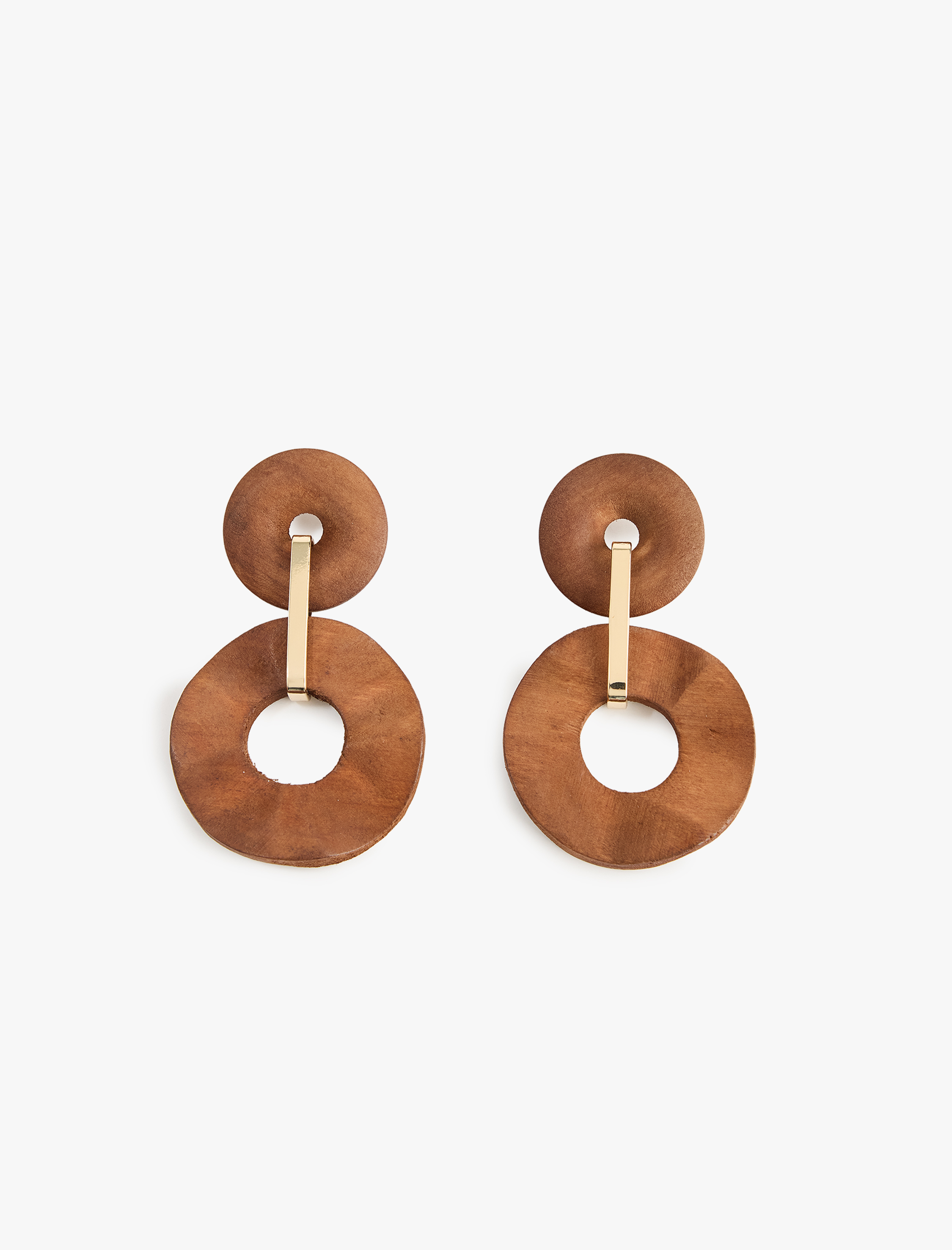  Kadın Çelik Karışımlı Büyük Boy Sallantılı Ahşap Geometrik Küpe