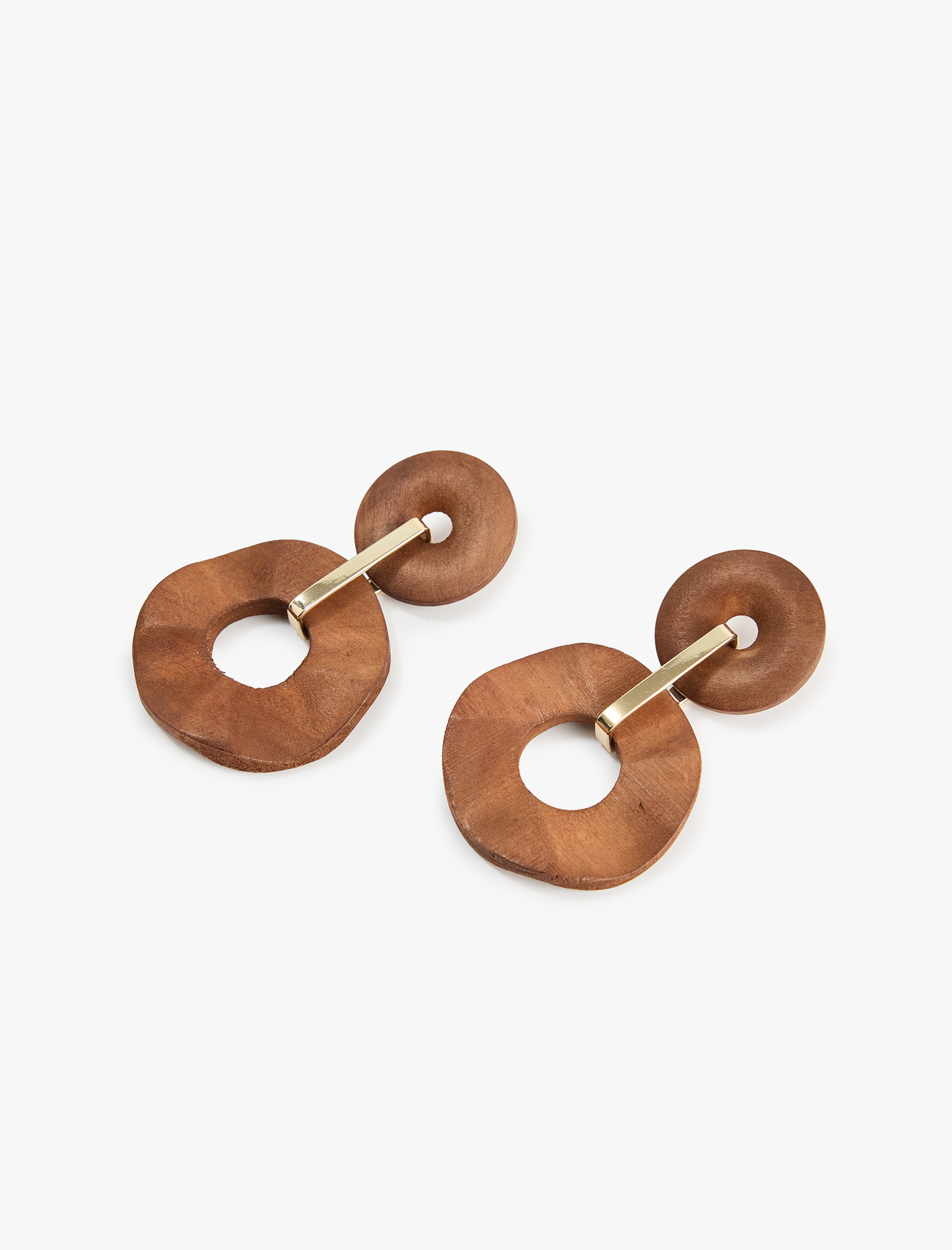  Kadın Çelik Karışımlı Büyük Boy Sallantılı Ahşap Geometrik Küpe