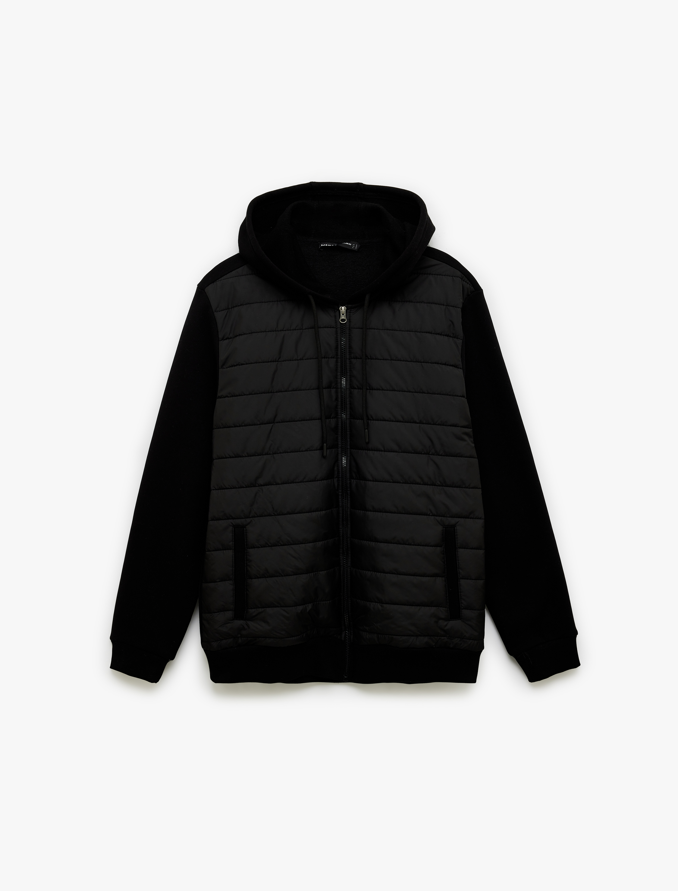   Uzun Kollu Regular Fit Cepli Fermuarlı Kumaş Detaylı Kapşonlu Ceket