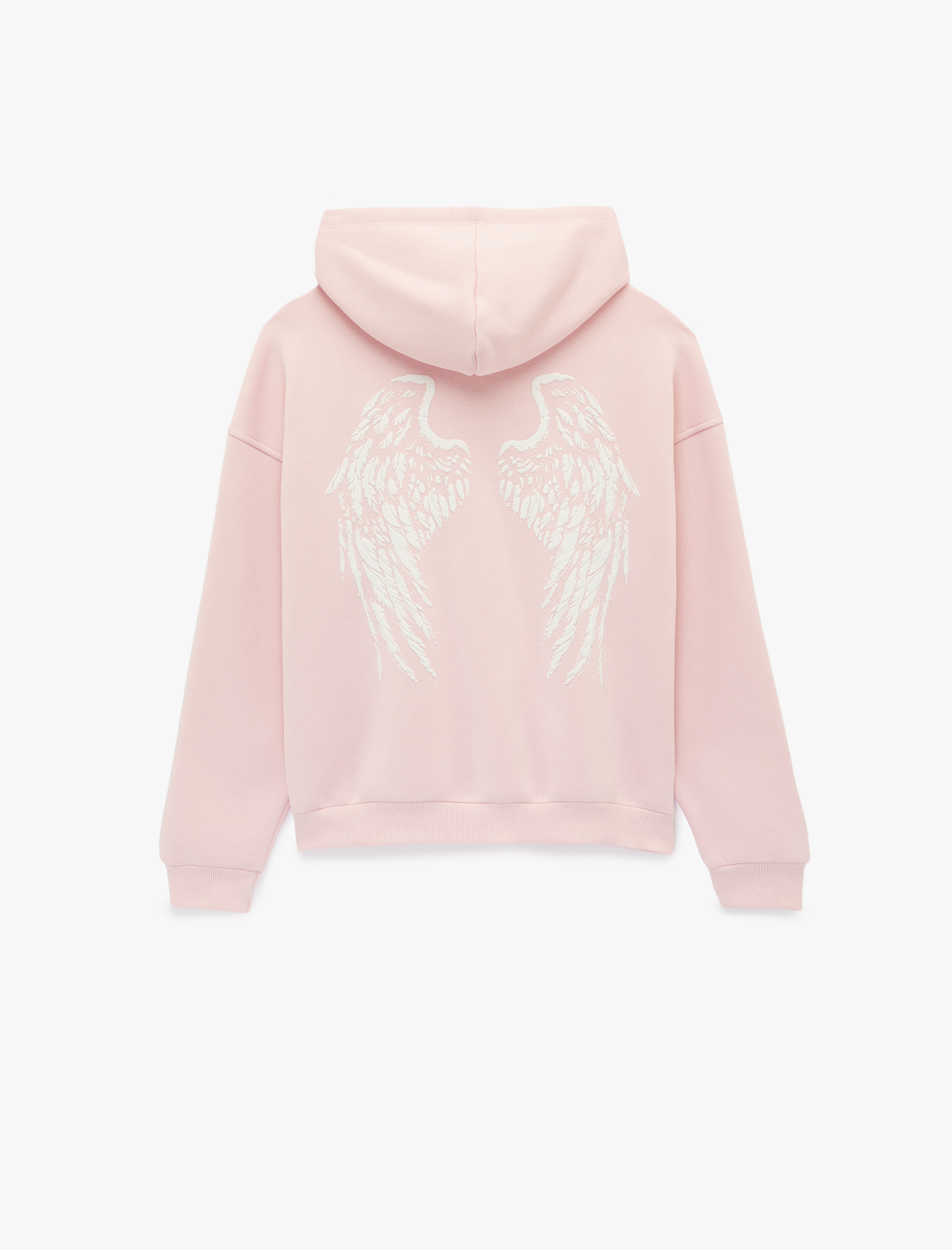   Kanguru Cepli Fermuarlı Kapüşonlu Arkası Baskılı Oversize Sweatshirt