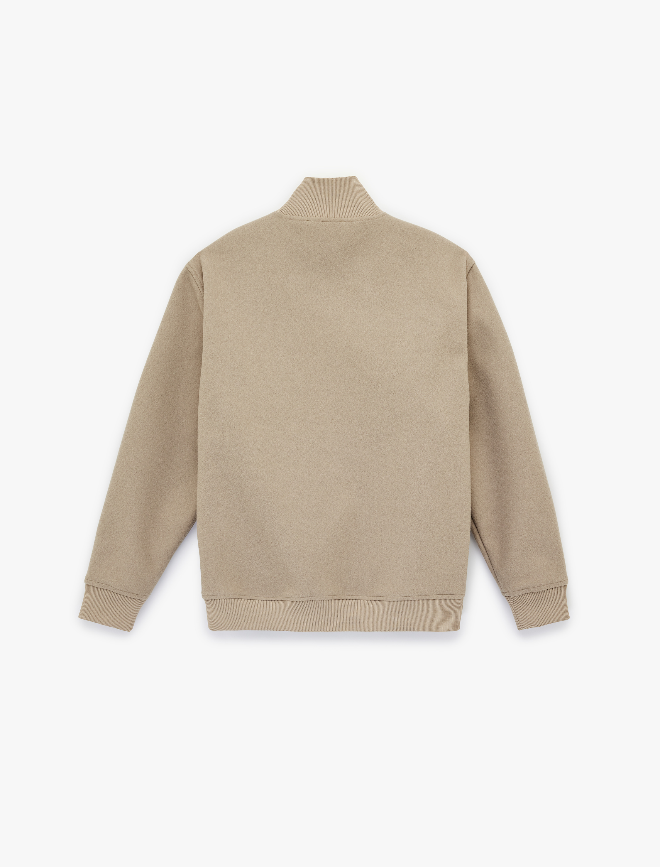   Regular Fit Uzun Kollu Şardonlu Yarım Fermuarlı Dik Yaka Kaşe Sweatshirt