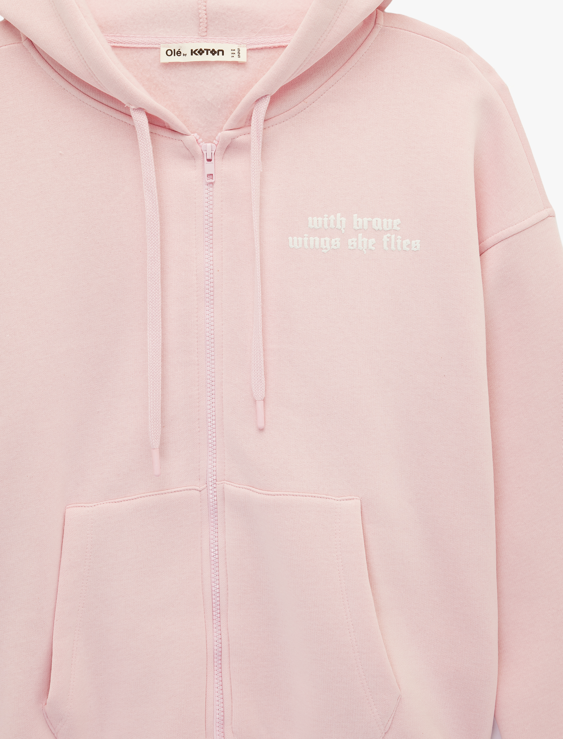   Kanguru Cepli Fermuarlı Kapüşonlu Arkası Baskılı Oversize Sweatshirt