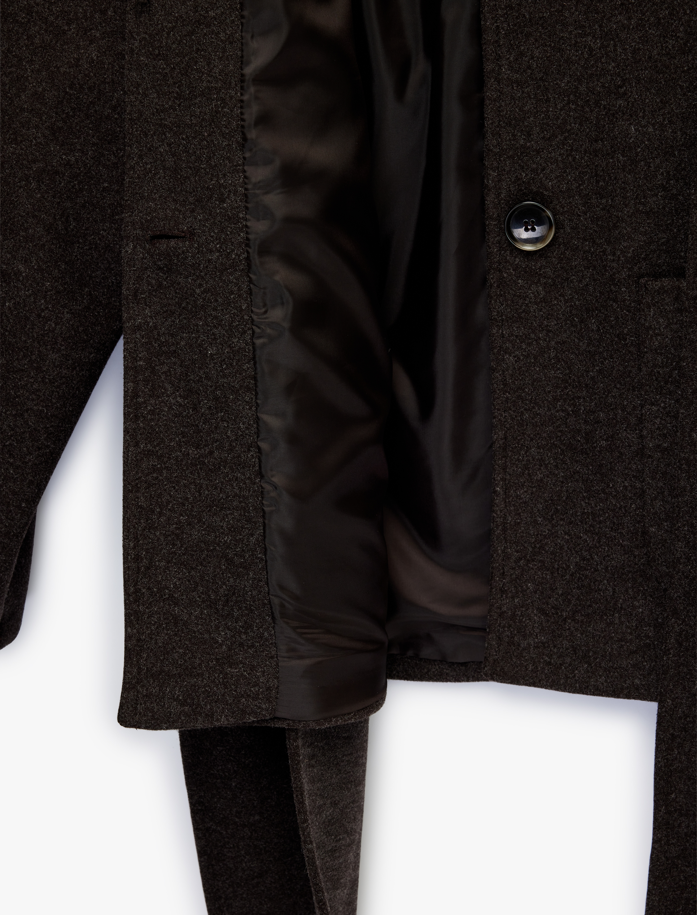   Düğmeli Uzun Kollu Cepli Atkılı Kaşe Kaban