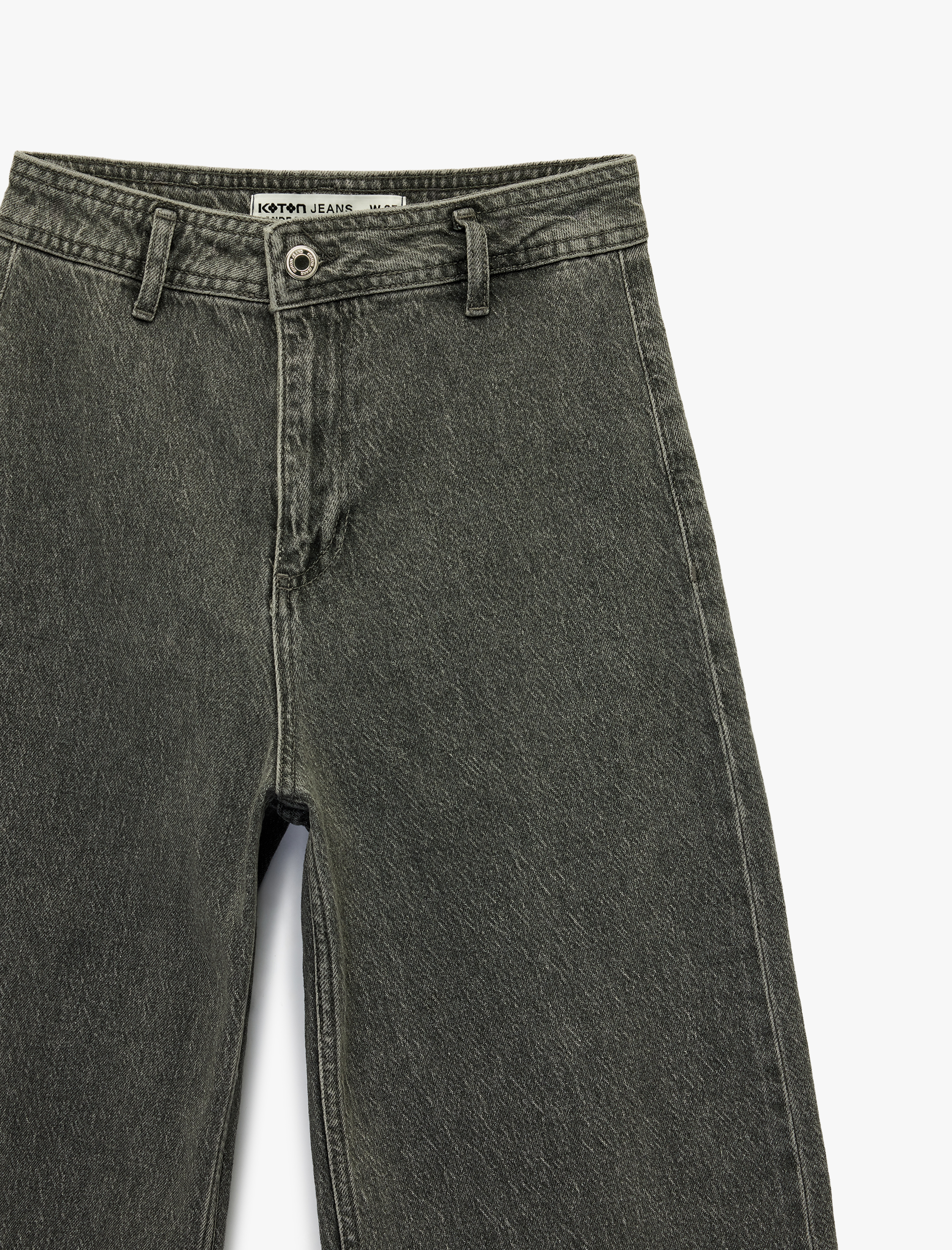   Düğmeli Yüksek Bel Rahat Kesim Denim Pantolon - Culotte Jeans