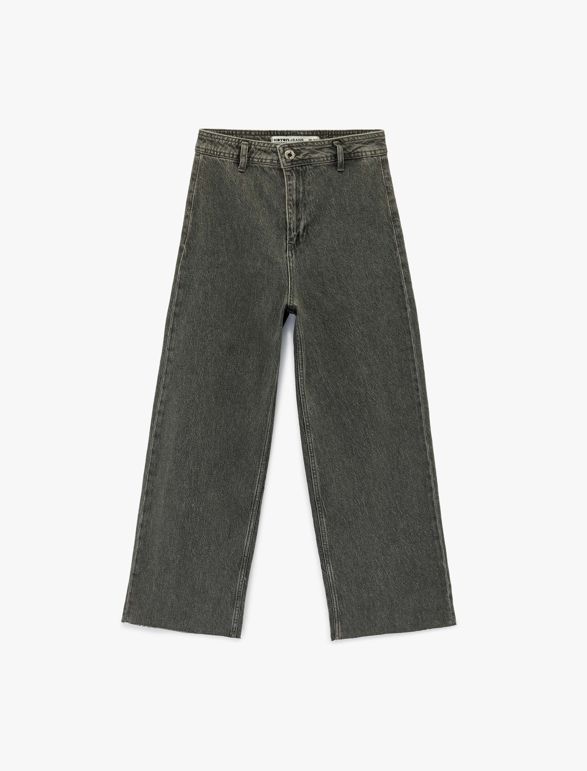   Düğmeli Yüksek Bel Rahat Kesim Denim Pantolon - Culotte Jeans