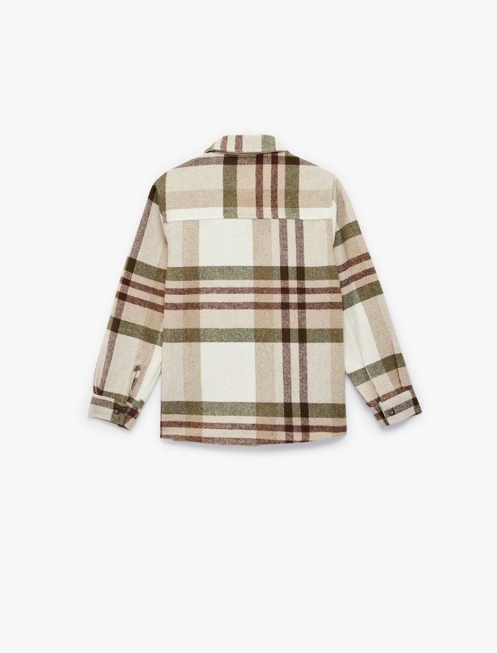 Erkek Çocuk Cep Detaylı Rahat Kesim Uzun Kollu Ekoseli Oduncu Gömlek