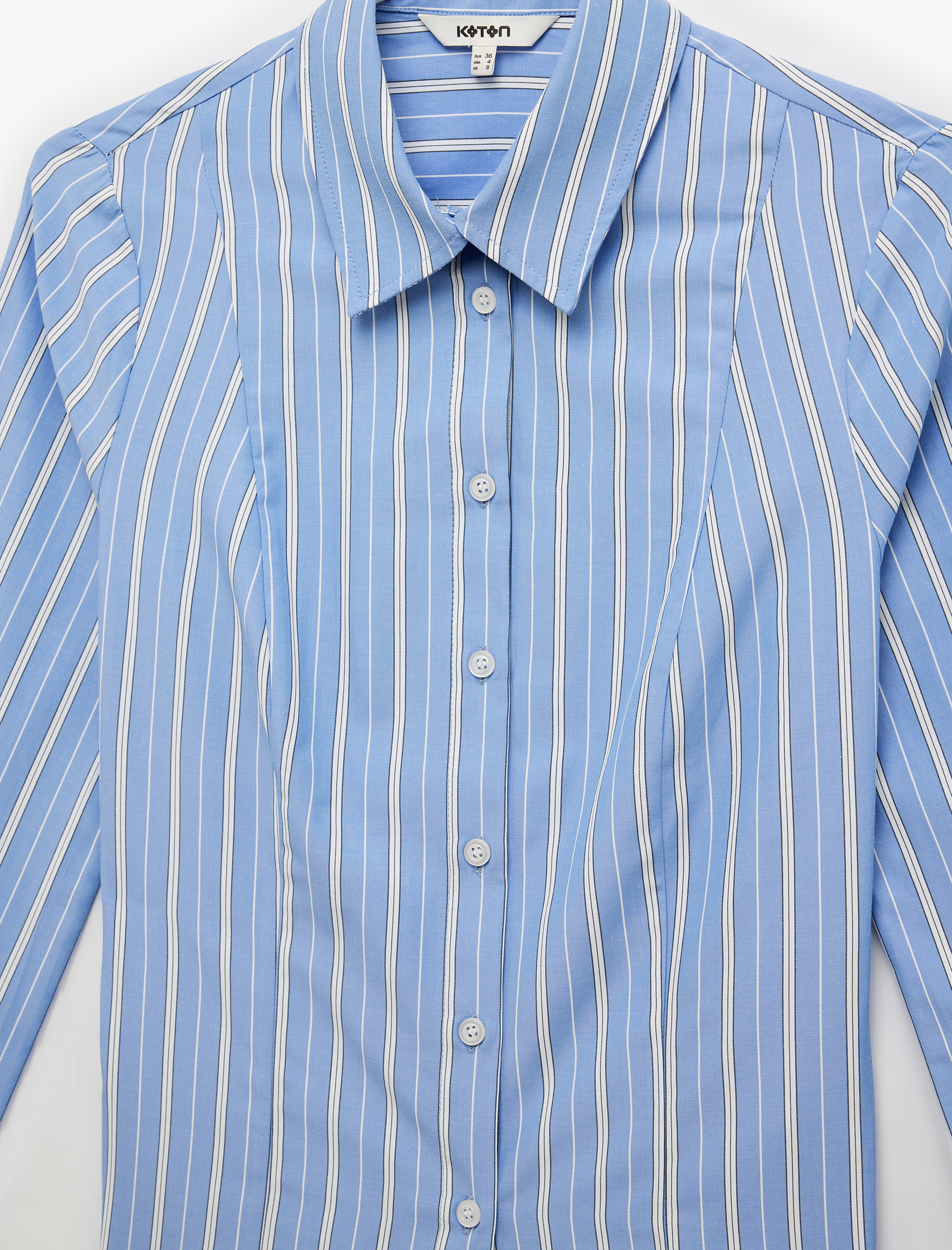   Slim Fit Uzun Kollu Klasik Yaka Çizgili Poplin Gömlek