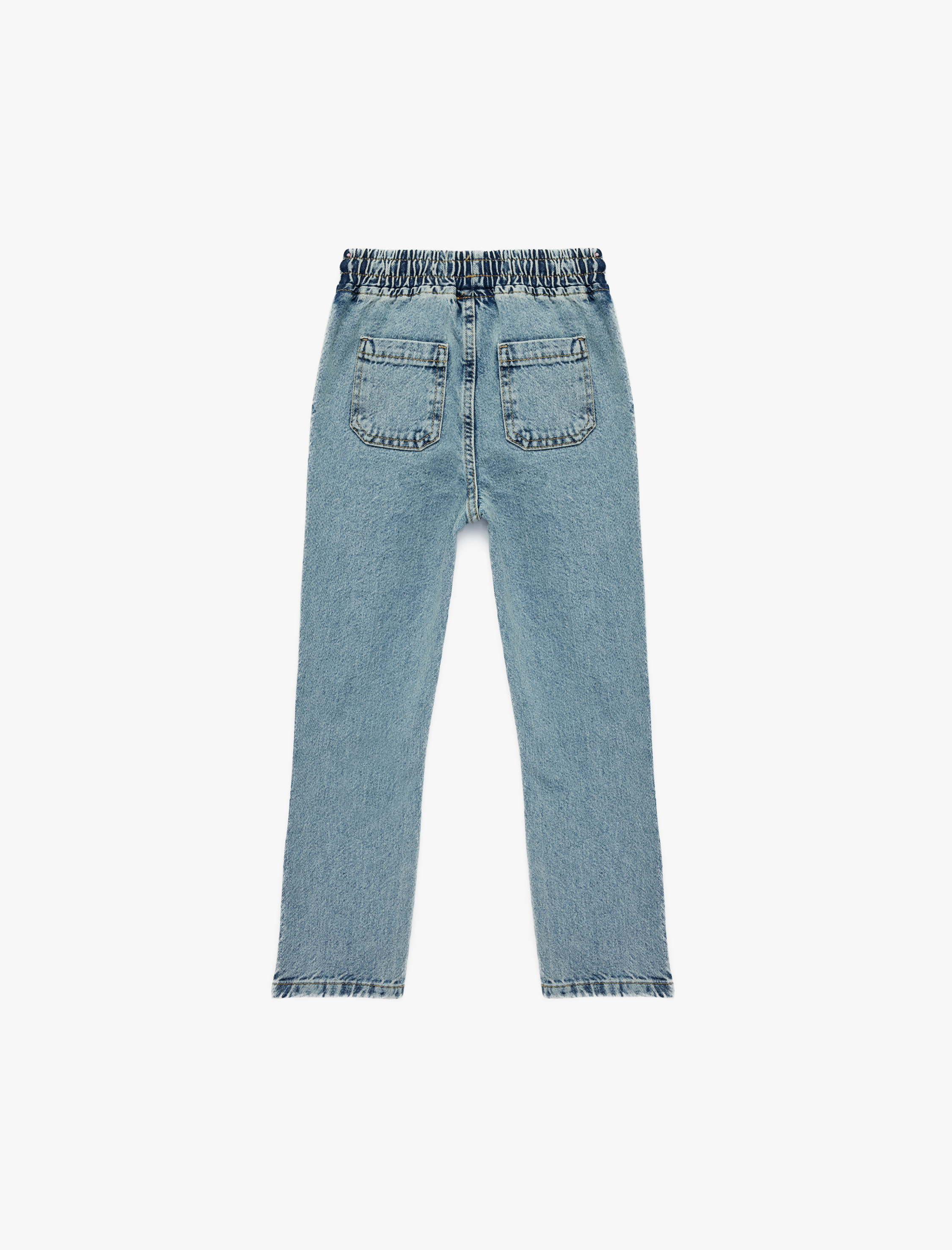  Erkek Çocuk Pamuklu Beli Bağcıklı Oversize Denim Jogger Pantolon