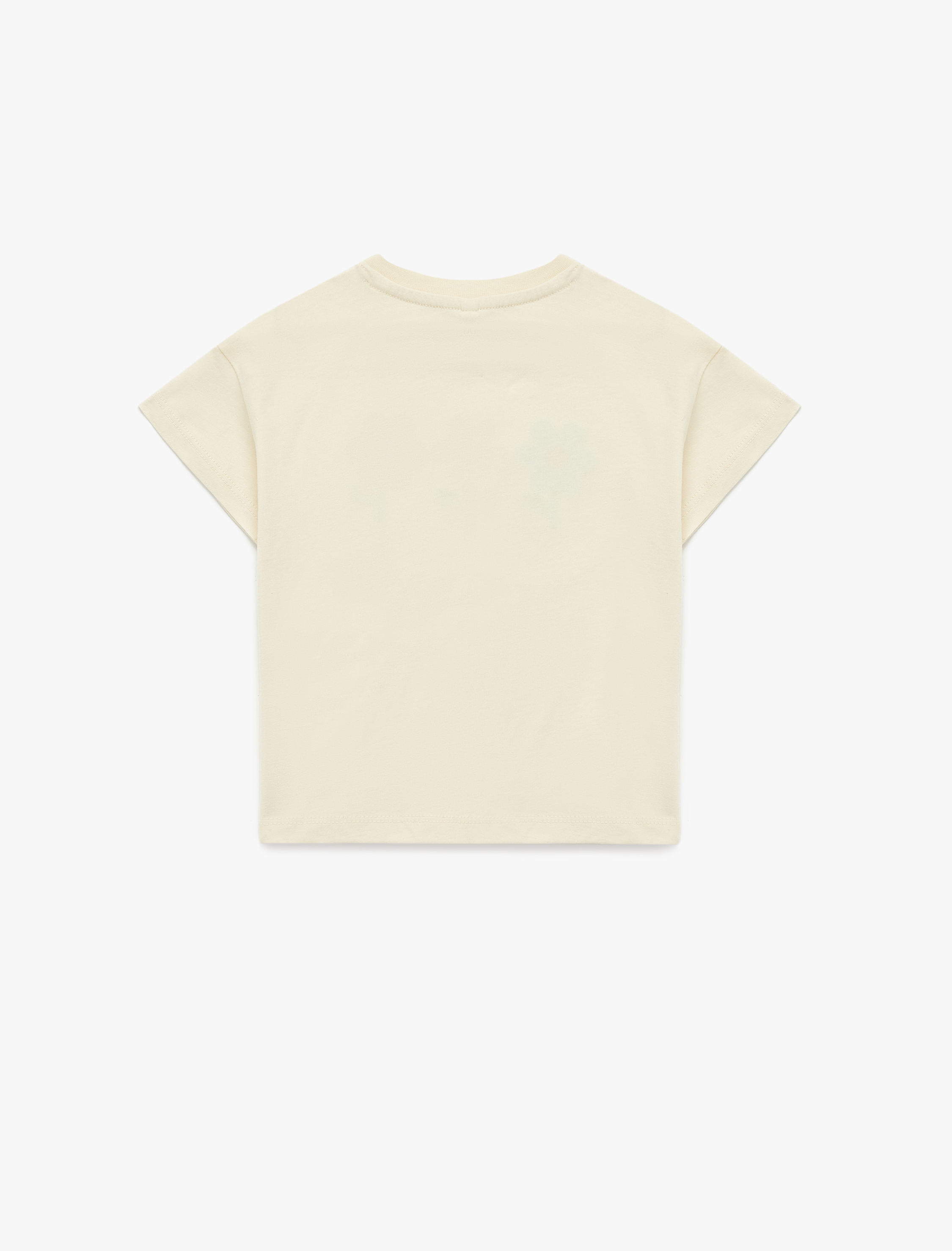  Kız Bebek Kısa Kollu Bisiklet Yaka Çiçek Nakışlı Pamuklu Tişört