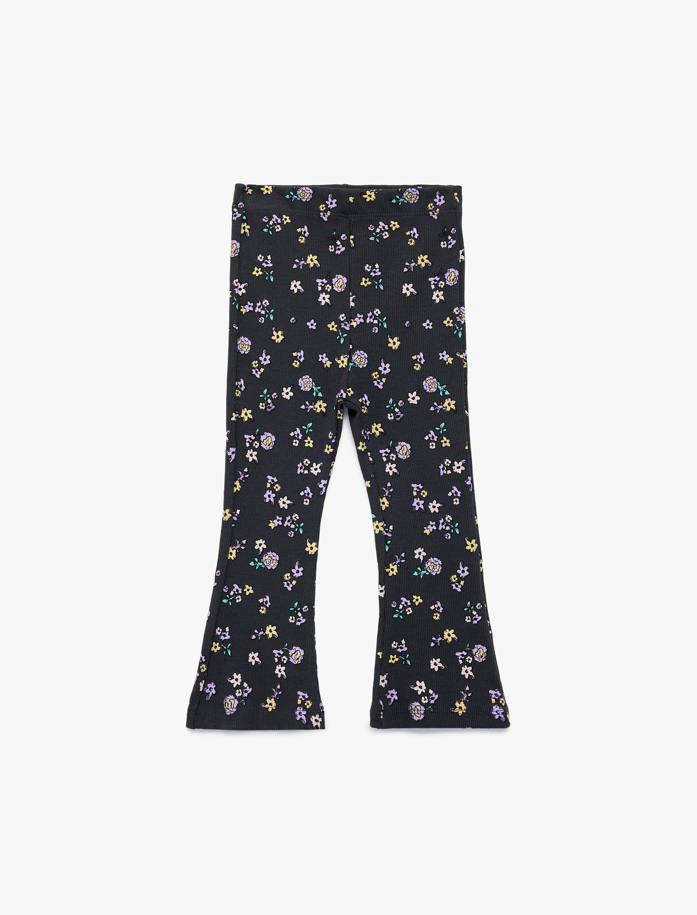  Kız Bebek Beli Lastikli Çiçekli İspanyol Paça Pamuklu Tayt